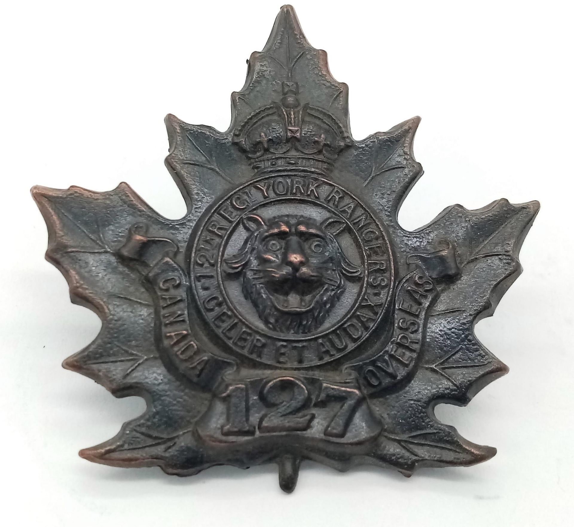 WW1 Canadian Expeditionary Force Cap Badge. 127th (York County) Cap Badge.