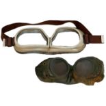 Two Pairs of Vintage Pilots/Tank Goggles. One Pair being molded and tinted presumably for night