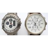 Two Gents Quartz Chronograph Watches. Both in need of a battery so a/f.