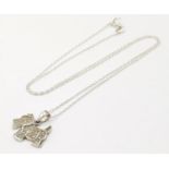 A fancy 925 silver stone set dog pendant on silver chain. Total weight 2.2G. Total length 46cm.