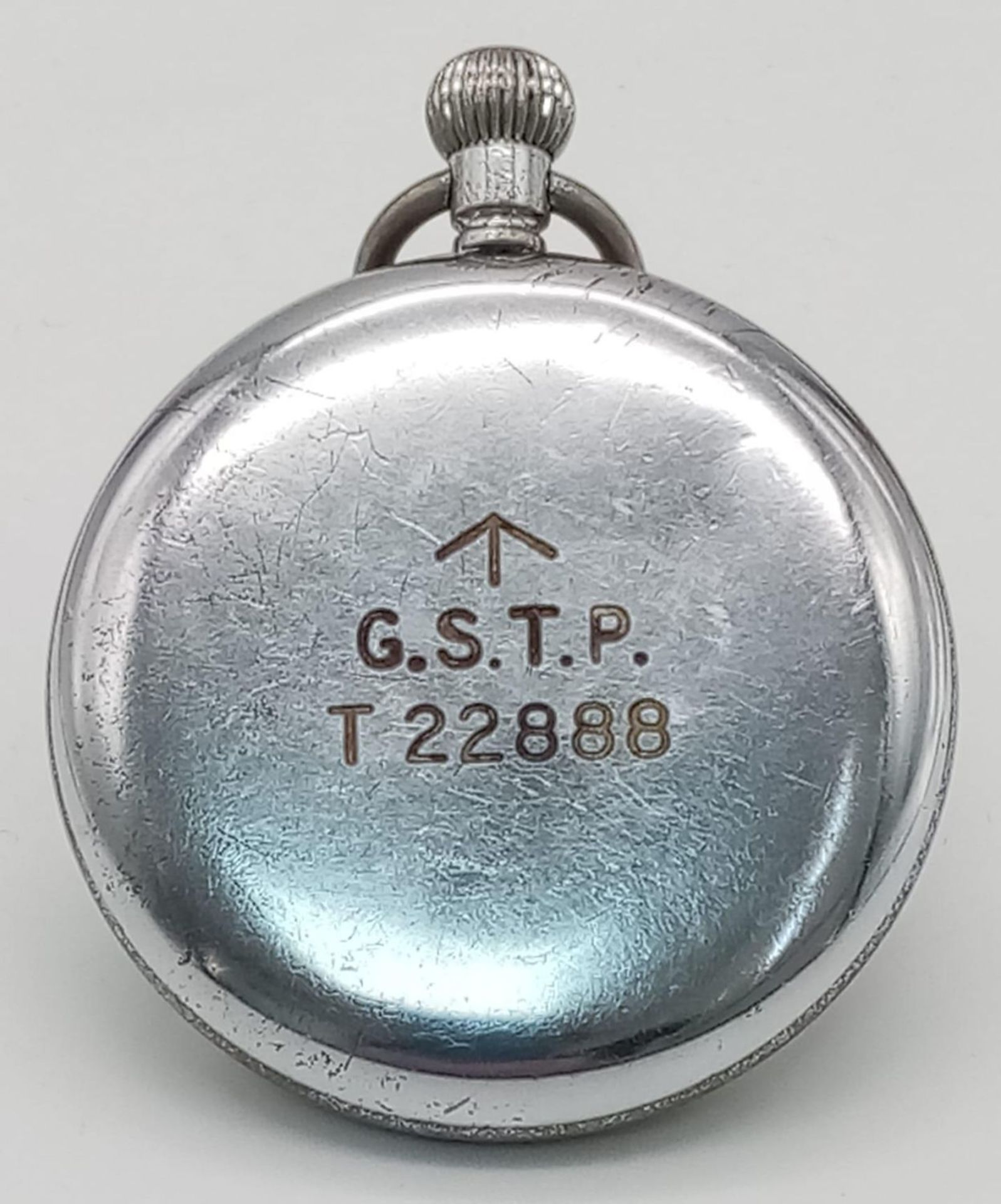 A Military CYMA pocket watch, 52 mm case, white dial with Arabic numerals and seconds sub-dial. - Image 6 of 6