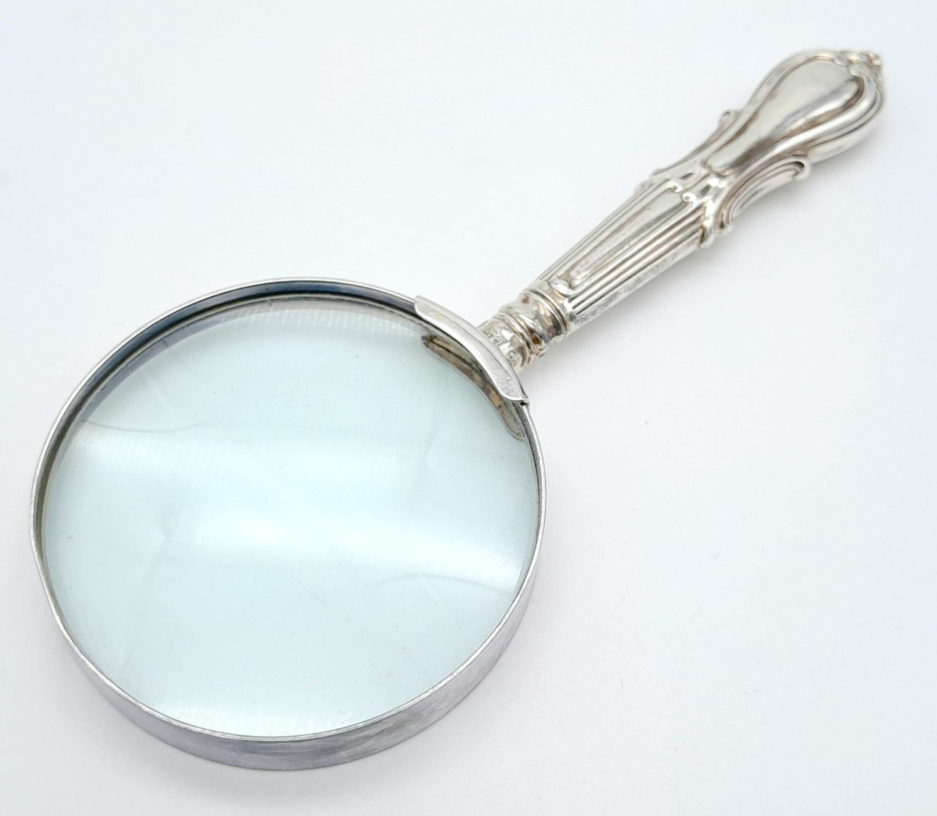 An Antique Sterling Silver Magnifying Glass. Sheffield Hallmarks. 16cm. - Bild 2 aus 5
