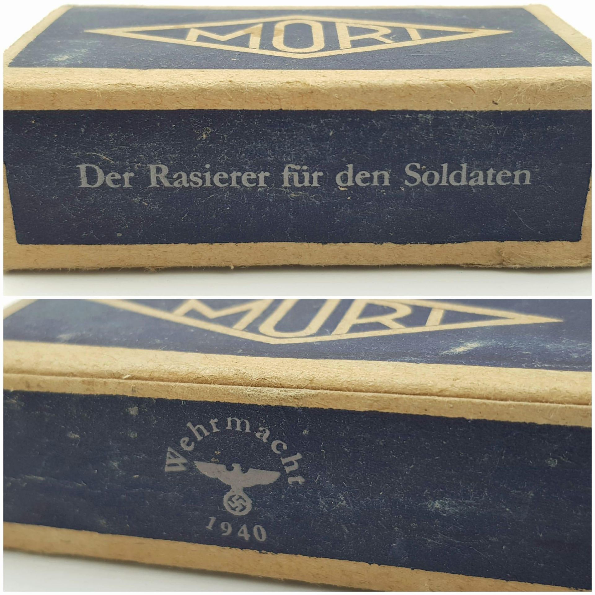 WW2 German razor (new in packet) box of unopened razor blades and an unopened bar of soap. - Bild 3 aus 5