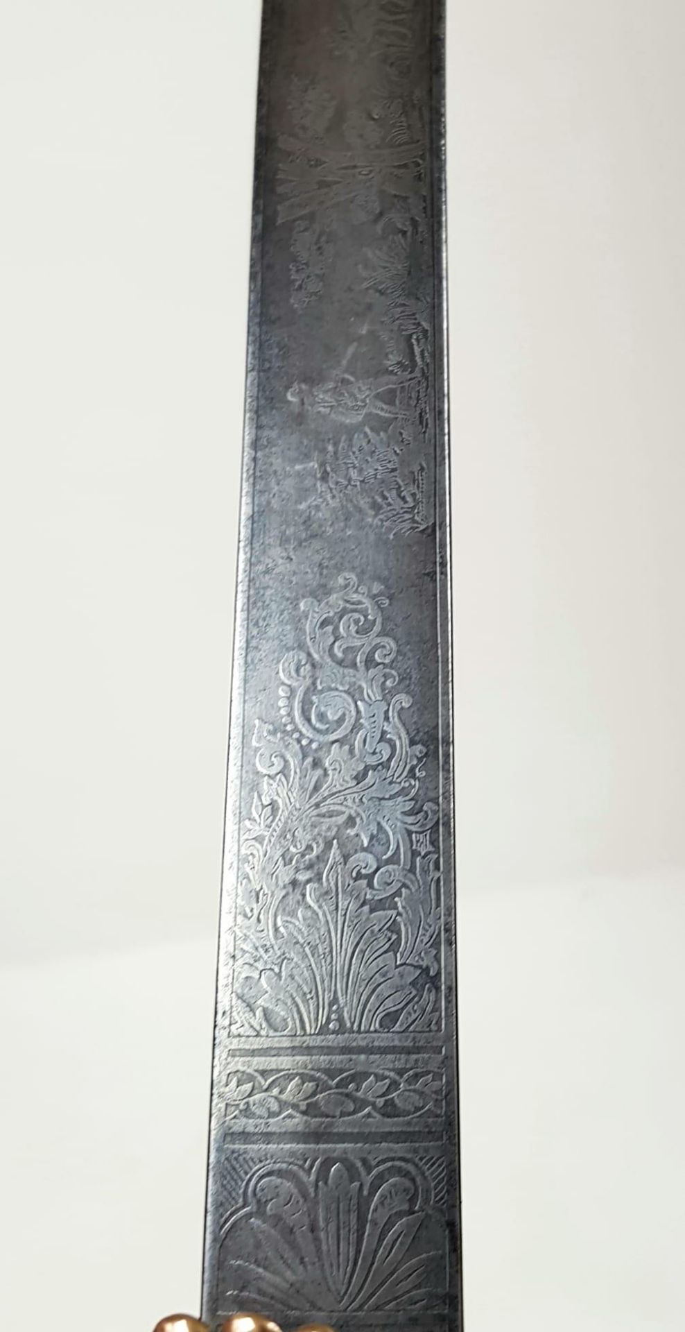 A 19th Century Decorative German Hunting Sword with Blade Etched with Hunting Scenes. Bone hilt with - Bild 4 aus 13