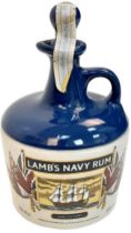 A ‘Unopened’ Vintage, Stone Pottery Bottle/Flagon of Lambs Navy Rum Featuring HMS Victory. The