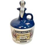 A ‘Unopened’ Vintage, Stone Pottery Bottle/Flagon of Lambs Navy Rum Featuring HMS Victory. The