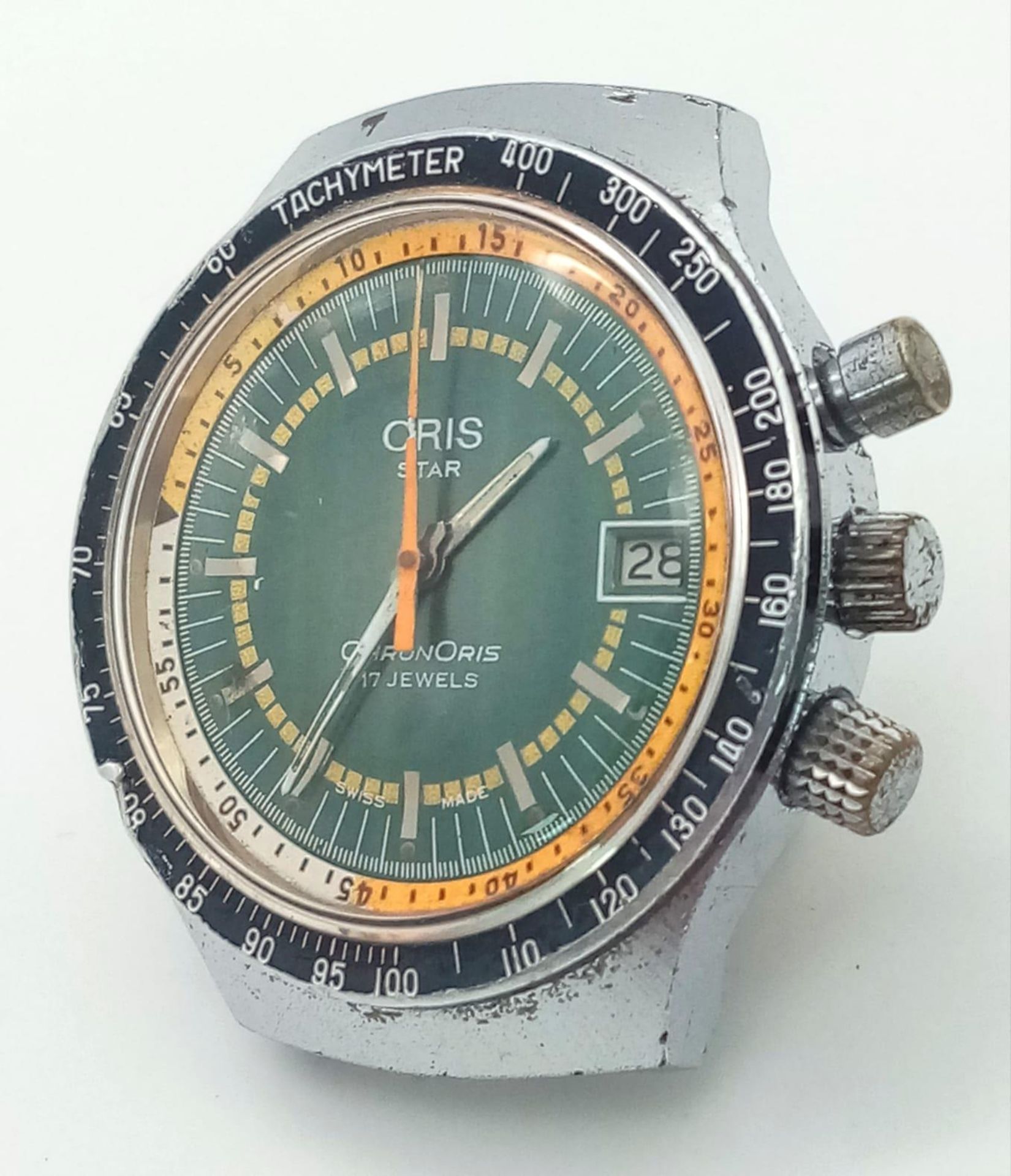 A Vintage Oris Star Chronograph Automatic Gents Watch Case - 38mm. Multi tone dial with date window. - Image 2 of 10