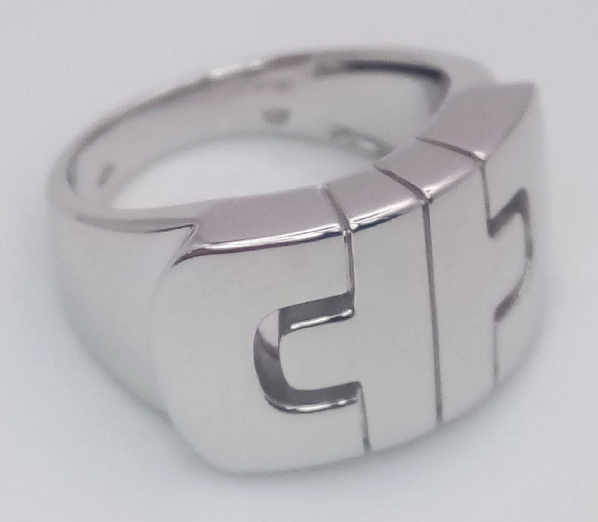 A classic BVLGARI design 18 K white gold ring, size: O, weight: 11.5 g. In excellent quality! - Image 10 of 18