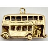 A 9K Yellow Gold London Bus Pendant/Charm. 2cm. 3.7g weight