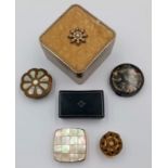 A Collection of Six Vintage and Antique Items Comprising; 1) A French Enamelled Compact by Coty