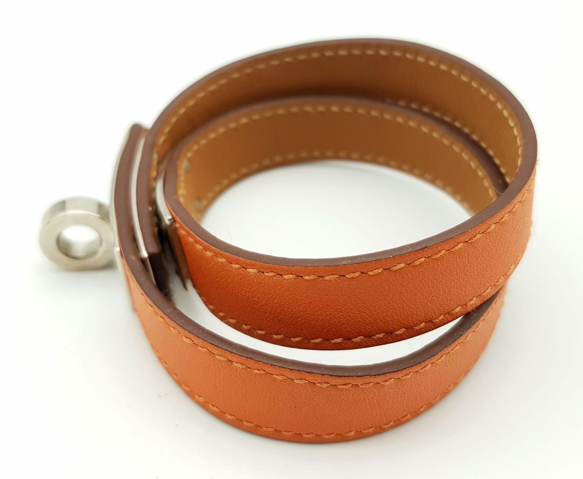 A Hermes Brown Bracelet with Silver Tone Hardware. 39cm. Ref: 016717 - Image 2 of 5