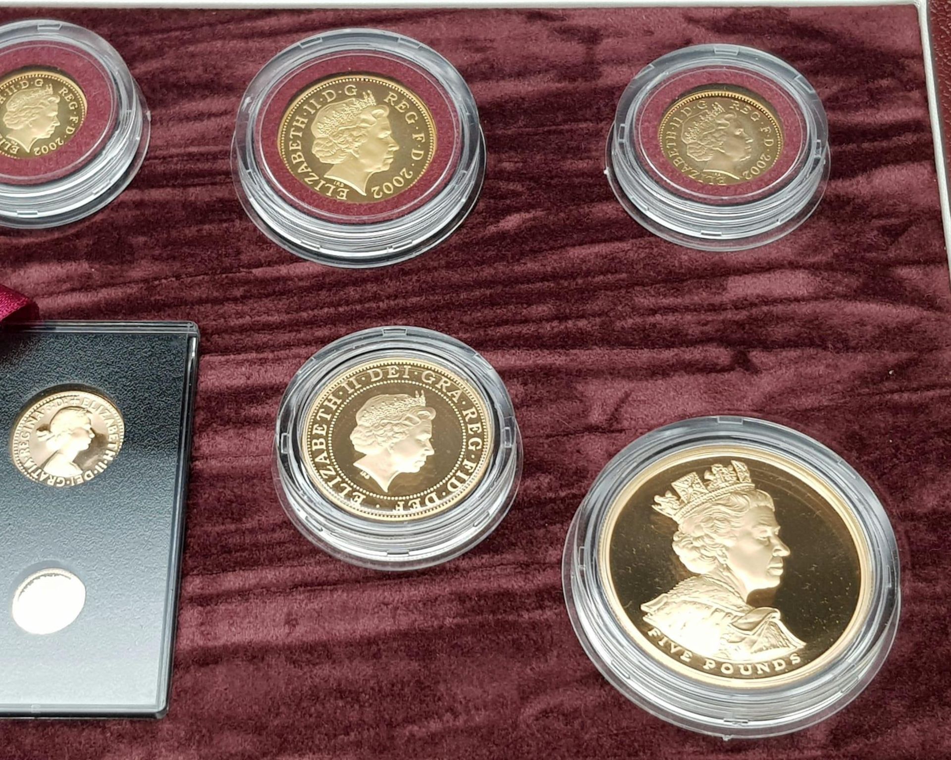 A Breathtaking Limited Edition 2002 Golden Jubilee 22K Gold Proof Coin Set. This set contains a - Image 2 of 21