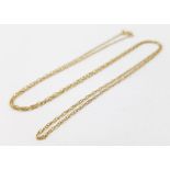 A 9K Yellow Gold Disappearing Necklace. 44cm. 0.8g