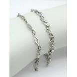 2X sterling silver Elephant and Rhombus link bracelet. Total weight 7.7G. Total length 21cm.