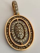 Fabulous 9 carat GOLD PENDANT Absolutely encrusted, with clear gemstones. 4.5 grams. 3.75 cm drop.