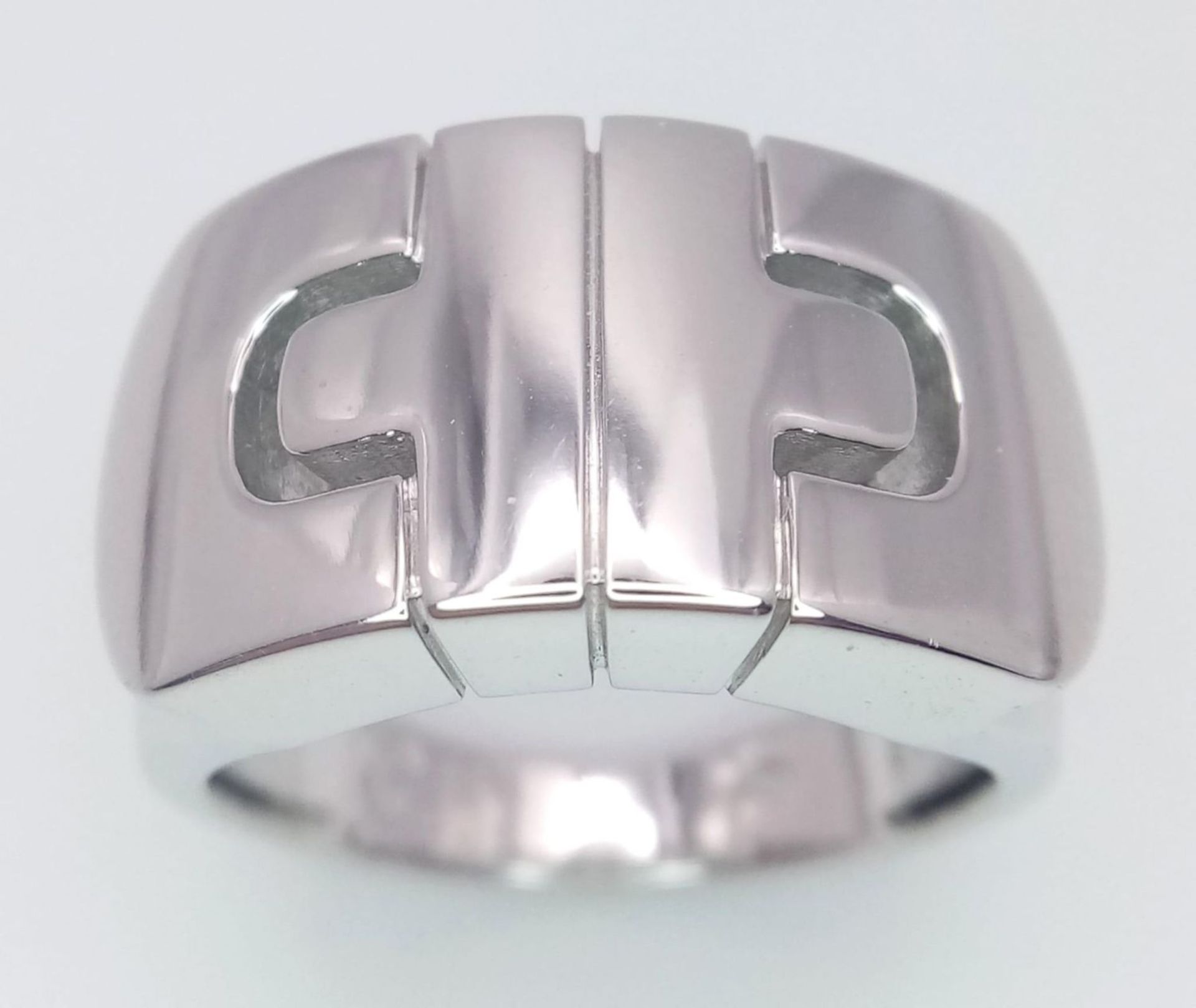 A classic BVLGARI design 18 K white gold ring, size: O, weight: 11.5 g. In excellent quality! - Image 5 of 18