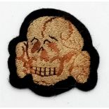 3rd Reich SS-VT Cloth Deaths Head Overseas Cap Skull Badge.