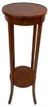 An Antique Edwardian Mahogany Plant Stand. 98cm tall. 32cm diameter at top. Winning bidder picks