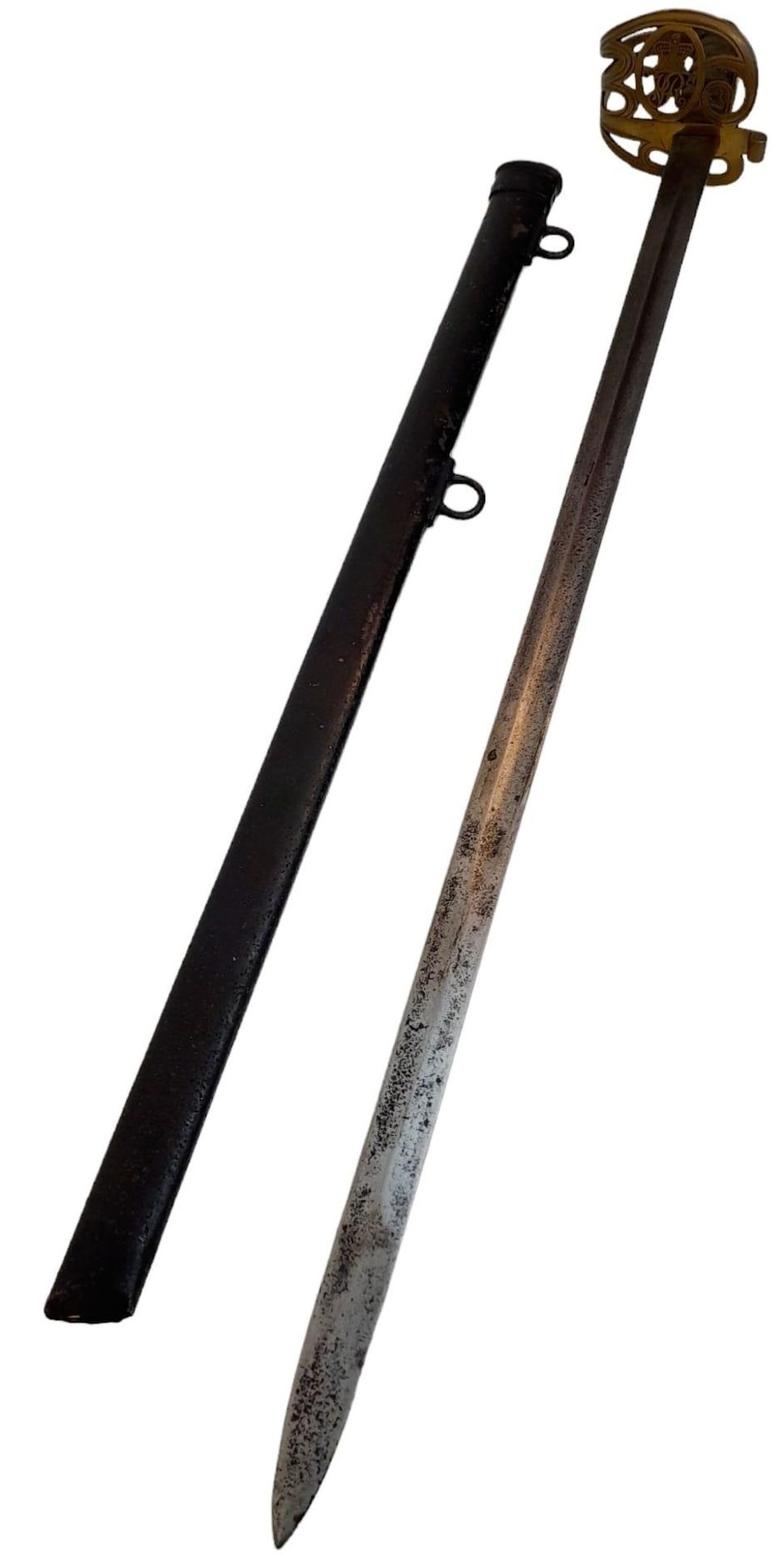 An 1890 Pattern Cavalry Sword - Date issued 1903. Crown inspector with initials underneath. Scabbard - Image 7 of 7
