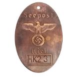 WW2 German Kriegsmarine Ships Mail Sack Tag