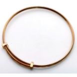 9k yellow gold baby bangle 3.5cm diameter, 1.2g