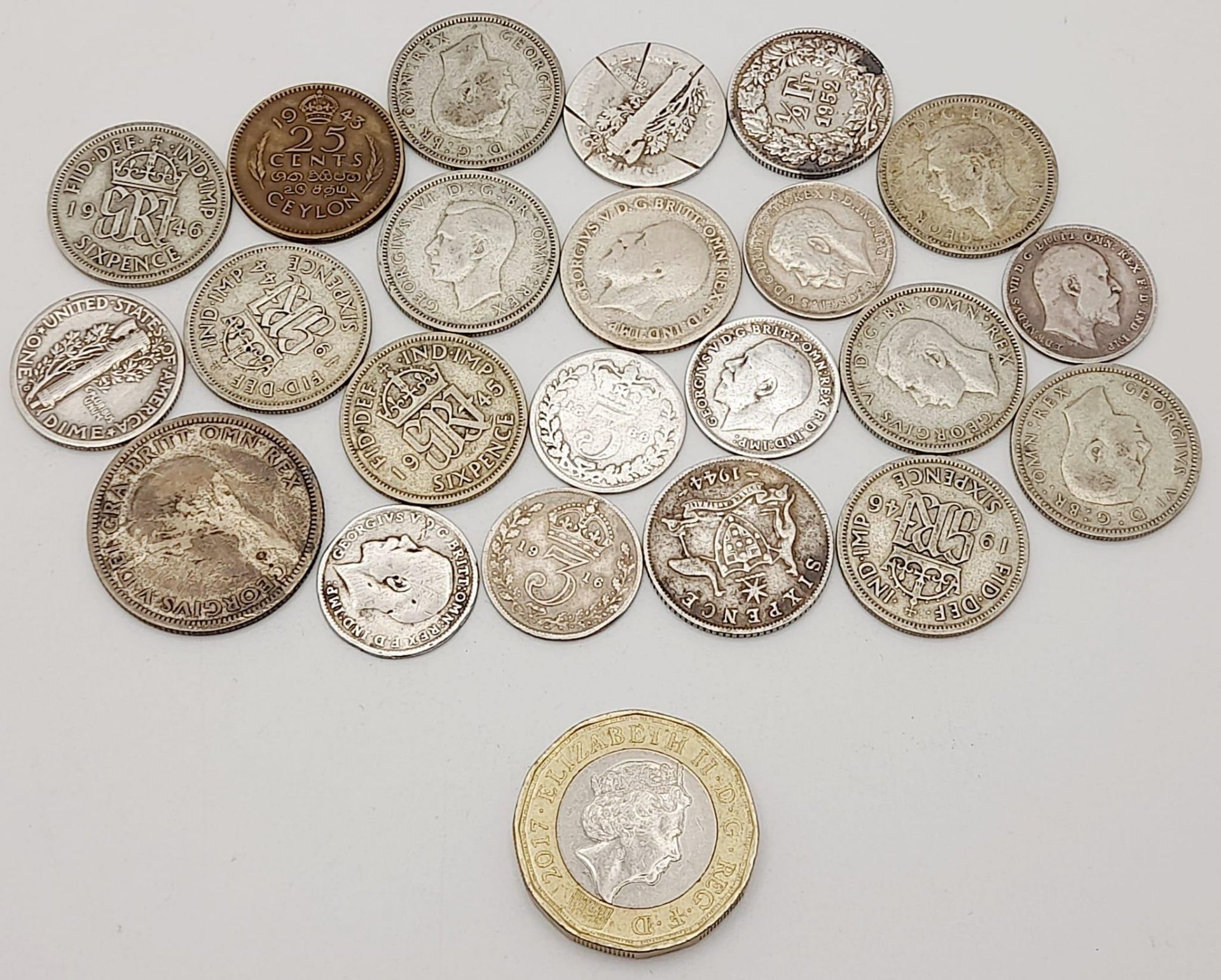 A Parcel of 20 Pre-1920 & Pre-1947 Silver Coins, plus a 1943 Ceylon 25 Cent Coin and a 1952 - Bild 7 aus 7
