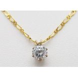 A 9K Yellow Gold Flat Oval Link Necklace with a Bright White CZ Pendant. 44cm necklace length. 4.