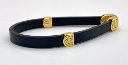 A Bersani Designer Black Silicone and 18K Yellow Gold Stylish Comfort Bracelet.