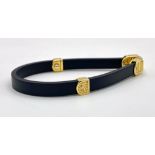 A Bersani Designer Black Silicone and 18K Yellow Gold Stylish Comfort Bracelet.