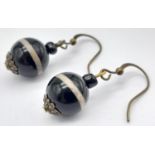 A Vintage Pair of Banded Agate Earrings.