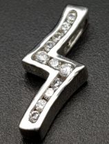 A 9K WHITE GOLD DIAMOND SET LIGHTNING DESIGN PENDANT! 0.8G