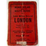 A vintage Road Atlas and Route Guide 100 miles round London