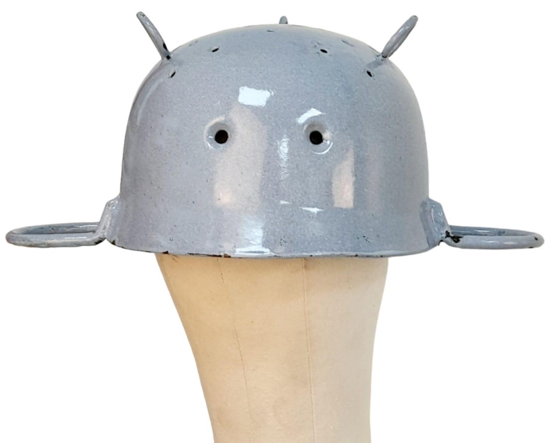 Enamel Colander Made from a German Paratroopers Helmet. 1933 - Bild 2 aus 5