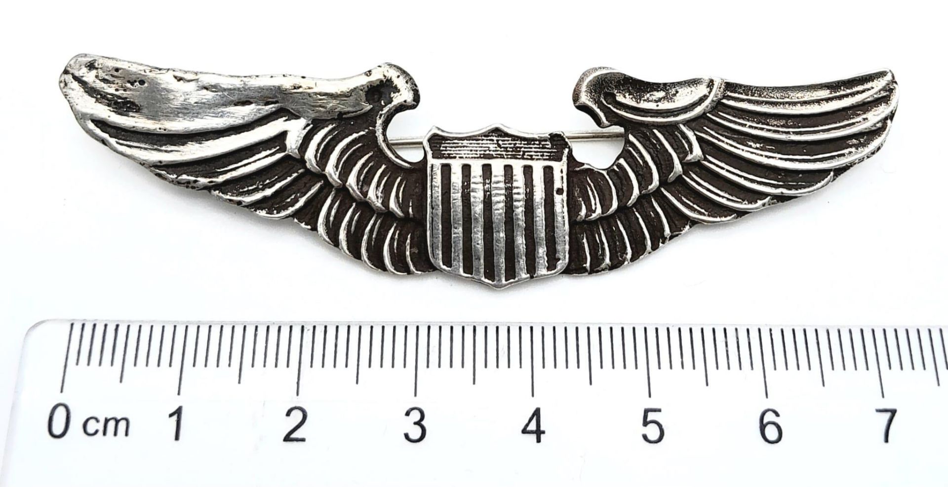 Theatre Made WW2 Sterling Silver USAAF Pilots Wings. - Image 3 of 4