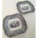 Two British IONIA antique hanging wall plates of rectangular shape, BY J & MP Bell & Co.