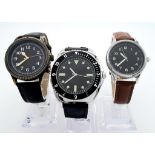 Three Unworn Military Homage Watches Comprising; 1) A 1970’s Design US Navy Diver Watch (45mm Case),