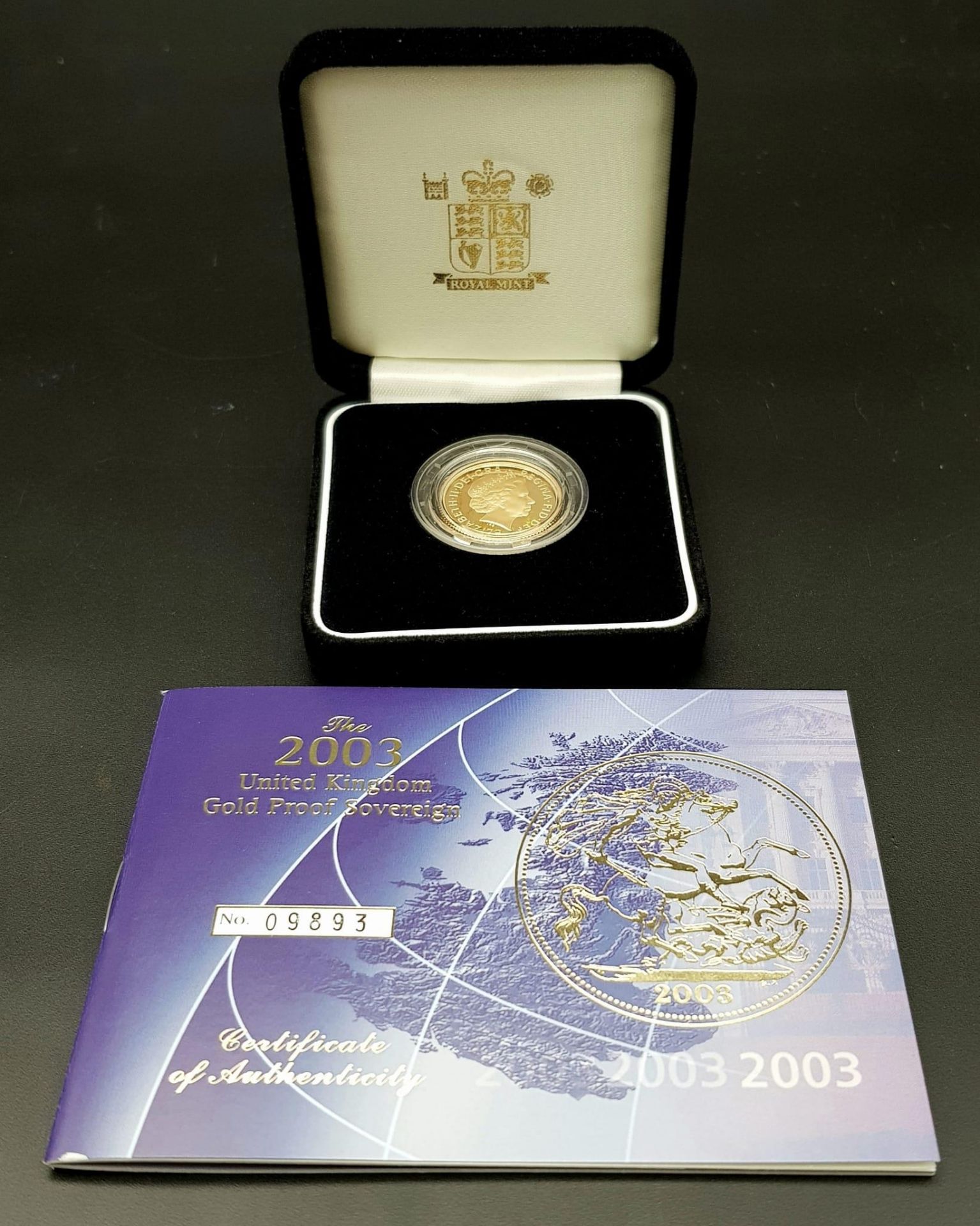 A Royal Mint Queen Elizabeth II 2003 Proof 22K Gold Full Sovereign. Classic George and Dragon - Image 4 of 6