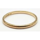 A Vintage 9K Rose Gold Band Ring. 2mm width. Size P. 1.3g weight.