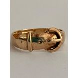 9 carat YELLOW GOLD, BELT & BUCKLE RING. Full UK hallmark. 2.9 grams. Size O.