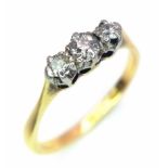 18K Yellow Gold Diamond Trilogy Ring, 0.25ct diamond weight, 2.2g total weight, size I