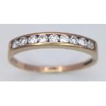 A 9K Yellow Gold Diamond Half Eternity Ring. 0.25ctw, Size P, 1.2g total weight. Ref: SC 7063