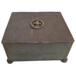 WW1 Period English Made Pewter wood lined cigarette box with insignia of the Rifle Brigade.