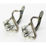 A vintage pair of sterling silver Crystal earrings. Total weight 6G.