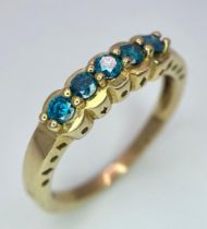 A 9K Yellow Gold Five Stone Topaz Ring. Size L. 2.12g total weight.
