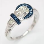 A fancy 925 silver stone set belt buckle ring. Come with 925 silver hallmarks by The Genuine