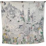 An Hermes Cosmographia Shawl/Scarf. Cashmere with embroidery and beaded details. New with tags.
