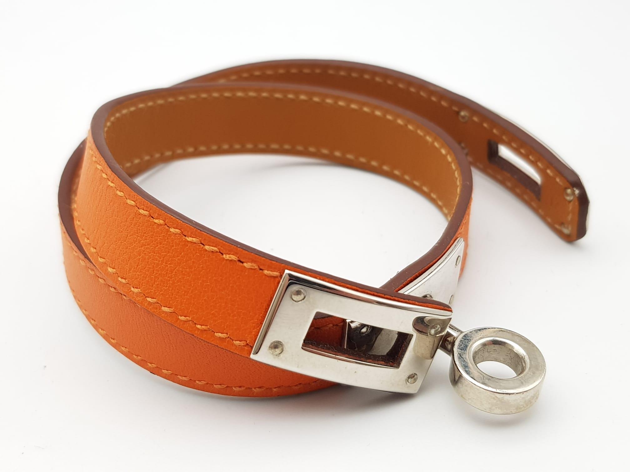 A Hermes Brown Bracelet with Silver Tone Hardware. 39cm. Ref: 016717 - Image 3 of 5