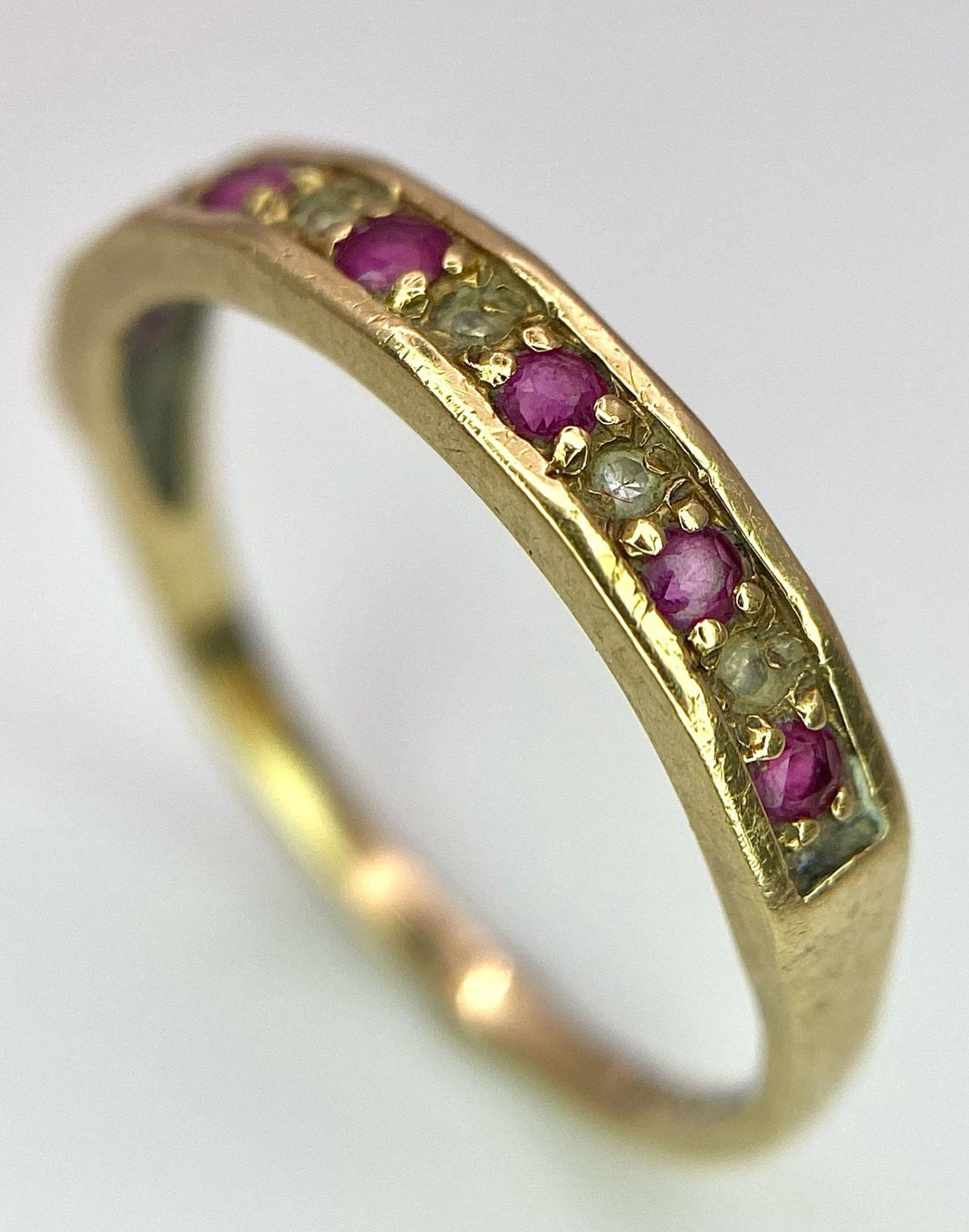 A 9K GOLD RUBY AND DIAMOND RING . 1.6gms size N - Image 5 of 11