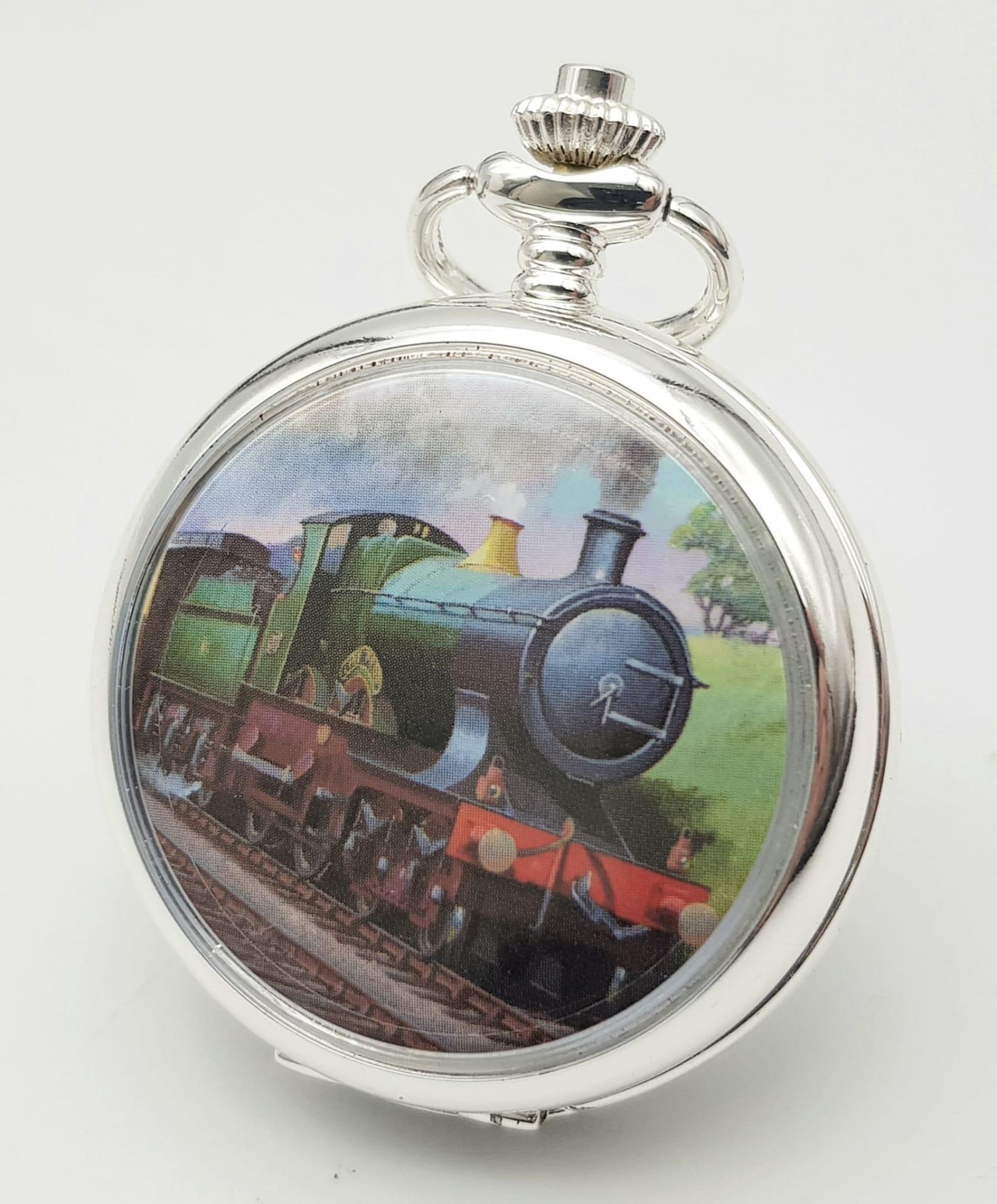 A Manual Wind Silver Plated Pocket Watch Detailing the Famous Steam Train ‘City of Truro’. The First - Bild 2 aus 10