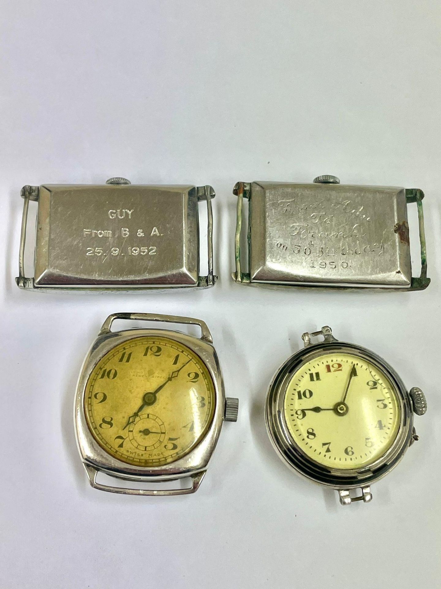 An interesting collection of Vintage silver & niello trench watches with x2 others